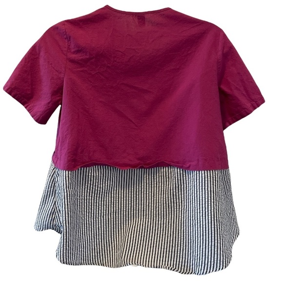 Shein Curve 100% Cotton mixed pattern shirt with seersucker bottom Size 1XL - Picture 3 of 10